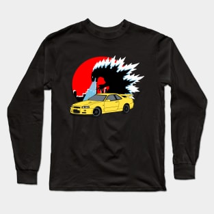 Yellow Godzilla Skyline Long Sleeve T-Shirt